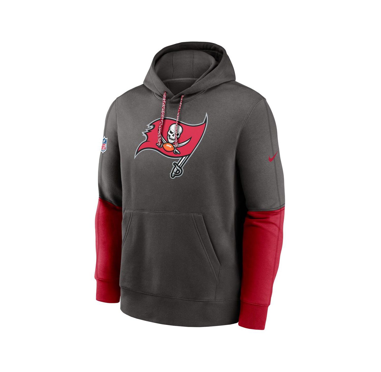 Men's Pewter/Red Tampa Bay Buccaneers 2024 Sideline Club Pullover Hoodie