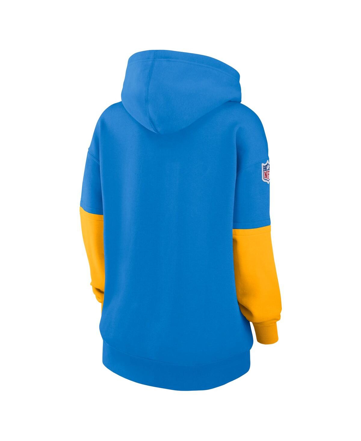 Nike Women's Powder Blue/gold Los Angeles Chargers 2024 Sideline Essential Fleece Pullover Hoodie In Powder Blue,gold