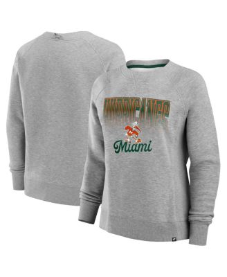Fanatics - Women's Heather Gray Miami Hurricanes Training Camp Hit Hard Fleece Pullover Sweatshirt