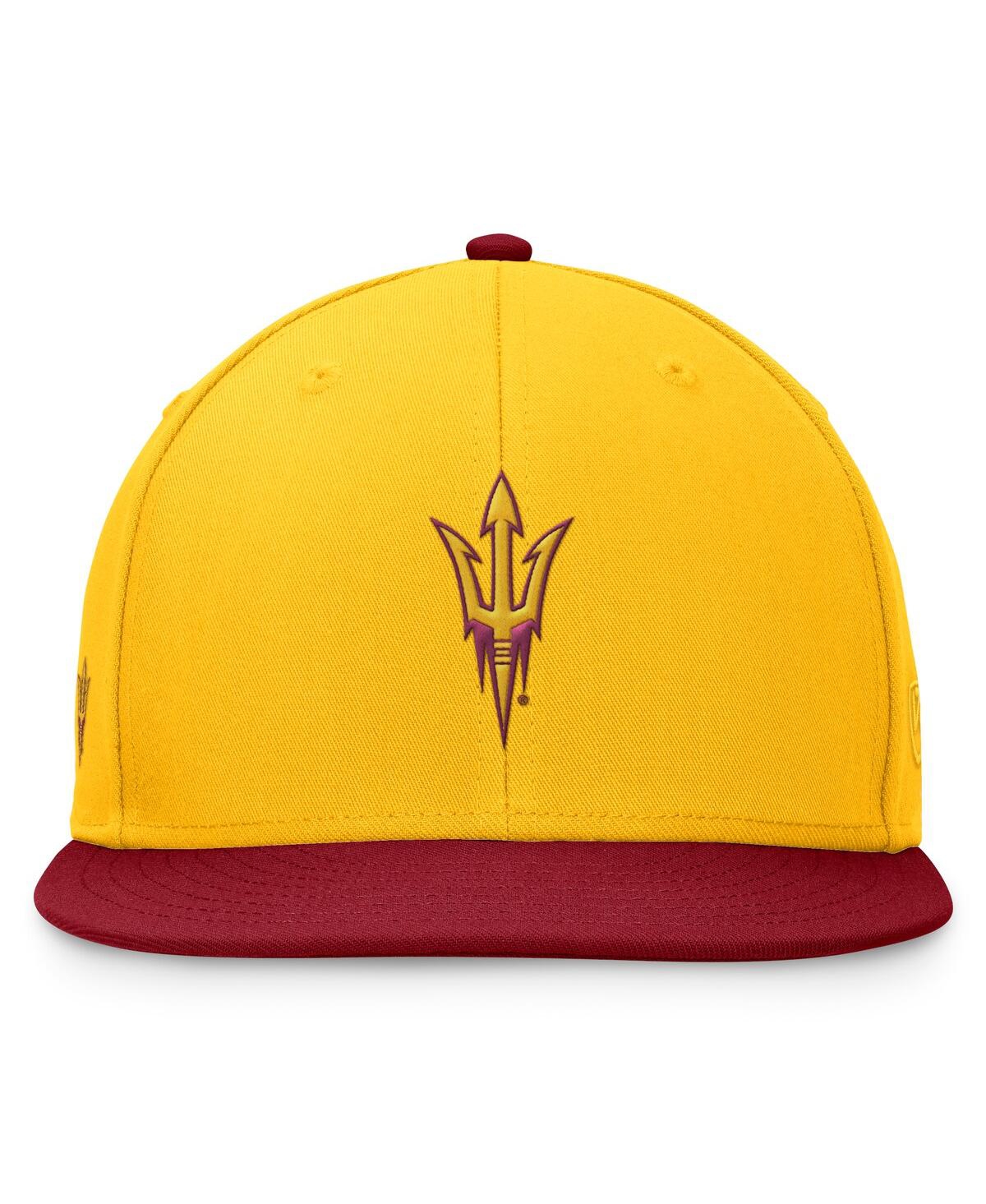 Top Of The World Men's Gold/maroon Arizona State Sun Devils Rally Two-tone Fitted Hat In Gold,maroon