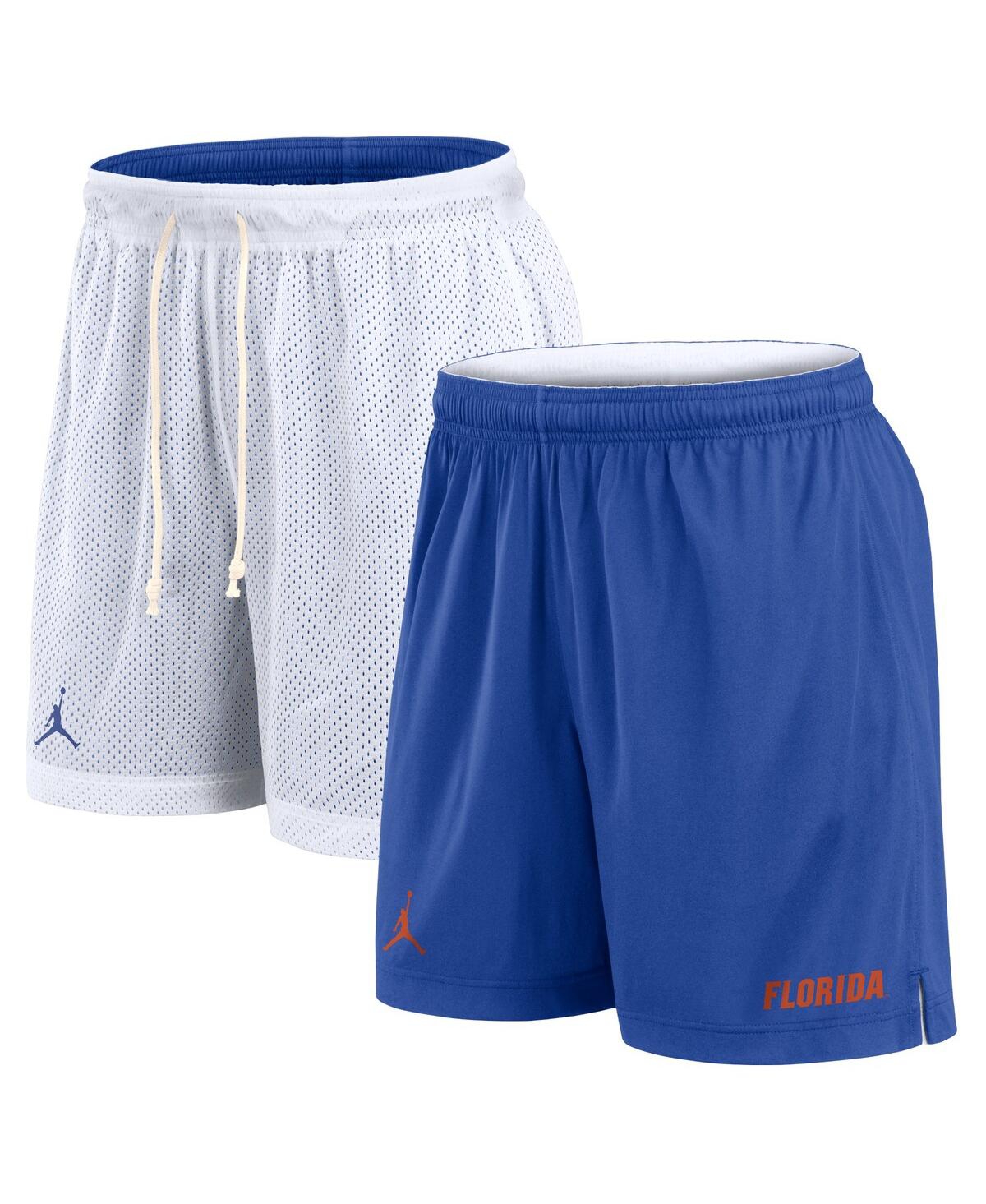 JORDAN MEN'S WHITE/ROYAL FLORIDA GATORS PRIMETIME REVERSIBLE SHORTS 