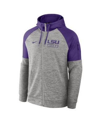 Men's Heather Gray LSU Tigers Fitness Raglan&nbsp;Performance Full-Zip Hoodie