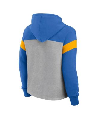 Women's Heather Gray/Powder Blue Los Angeles Chargers Bold Play Call Pullover Hoodie