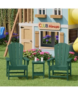 Kids 3-Piece Outdoor HDPE Adirondack Chairs With Square Side Table Set