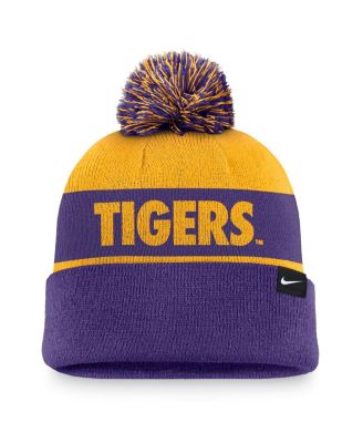 Men's Gold/Purple LSU Tigers Primetime Peak Cuffed with Pom Knit Hat