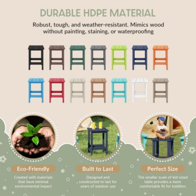 Kids Outdoor Patio Furniture HDPE Adirondack Square Side Table