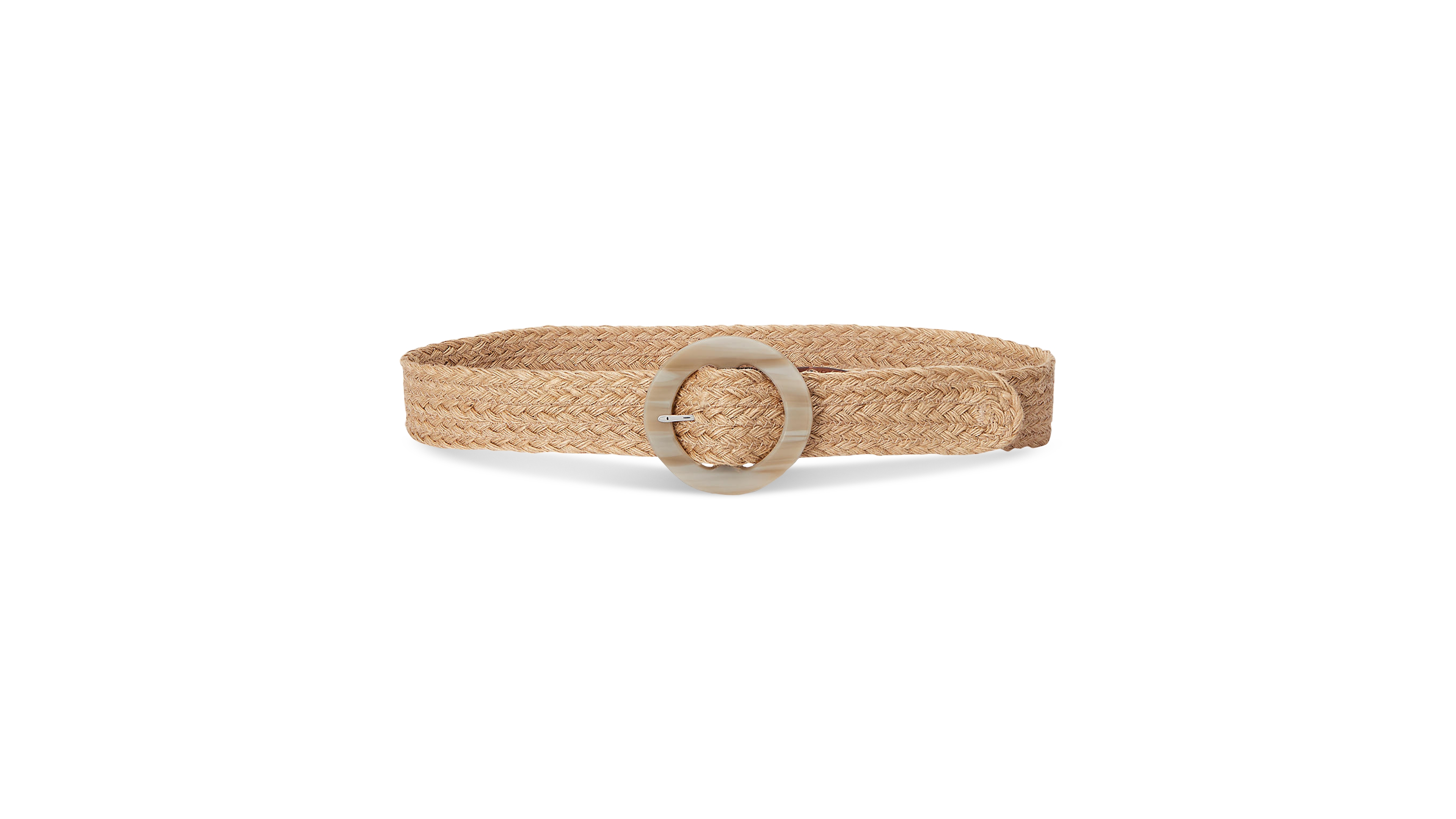 Lauren Ralph Woven Jute Faux-Horn-Buckle Wide Belt