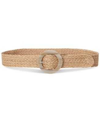 Lauren Ralph Lauren Woven Jute Faux-Horn-Buckle Wide Belt