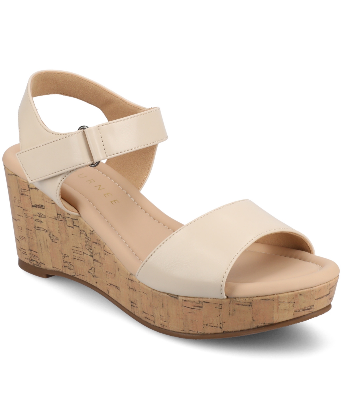 Shop Journee Collection Women's Ranae Ankle Strap Platform Cork Wedge Sandals In Bone
