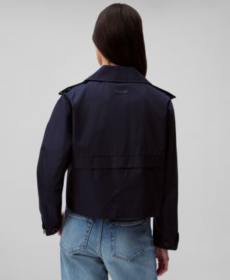 Women's Cropped Double-Breasted Trench Coat