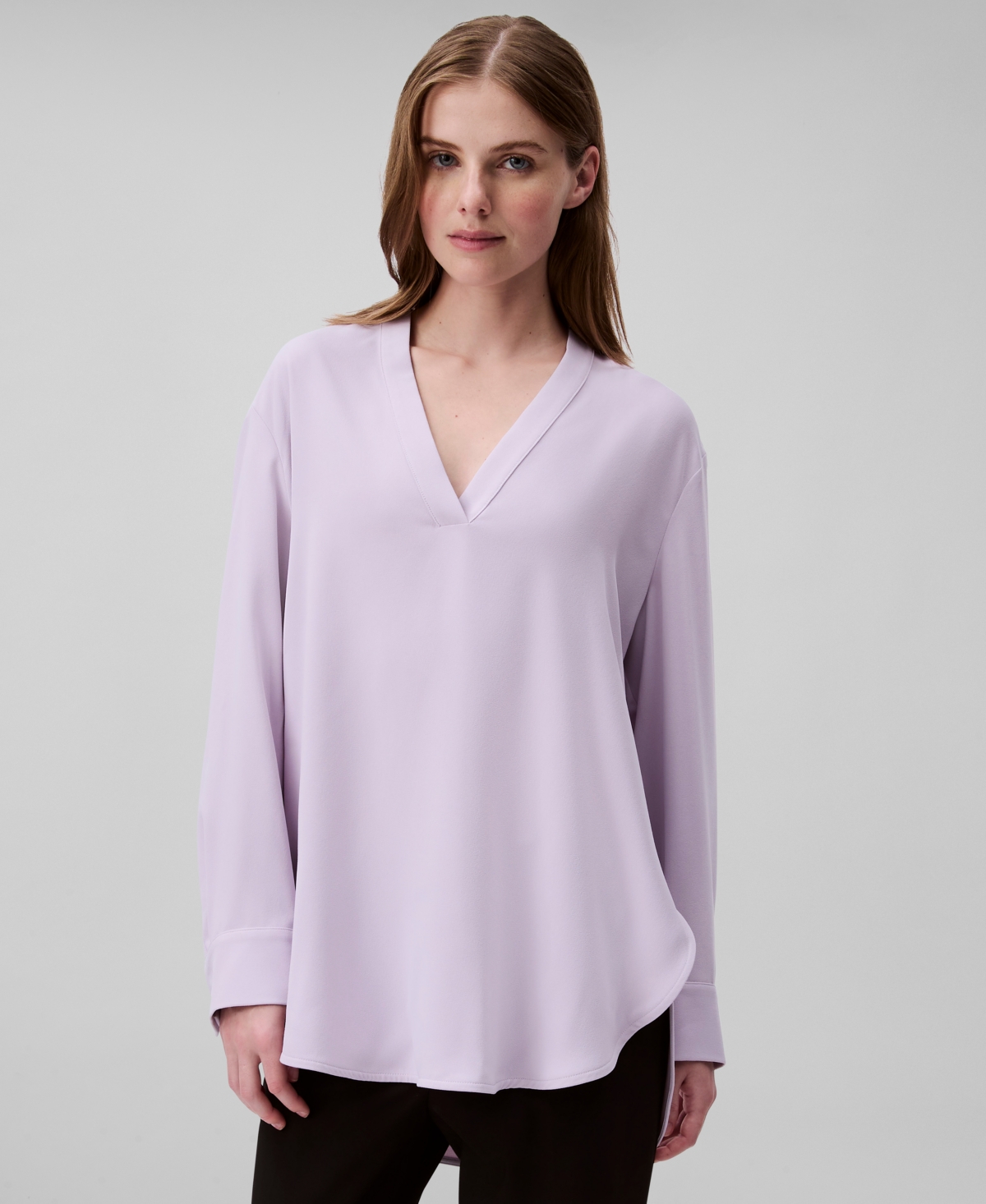 Women's Relaxed V-Neck Popover Tunic - Orchid Petal