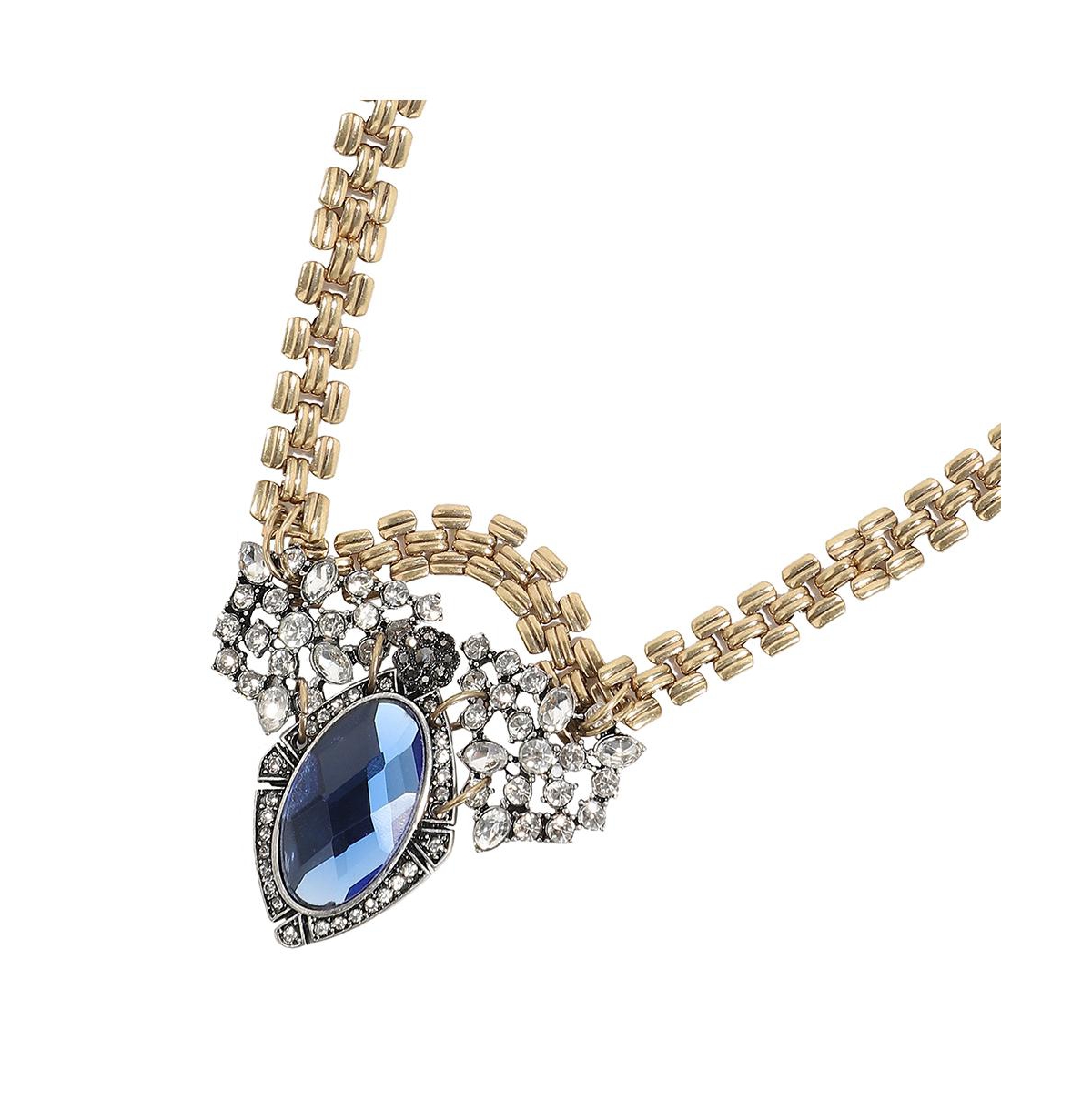 Sohi Party Stone Statement Necklace In Blue