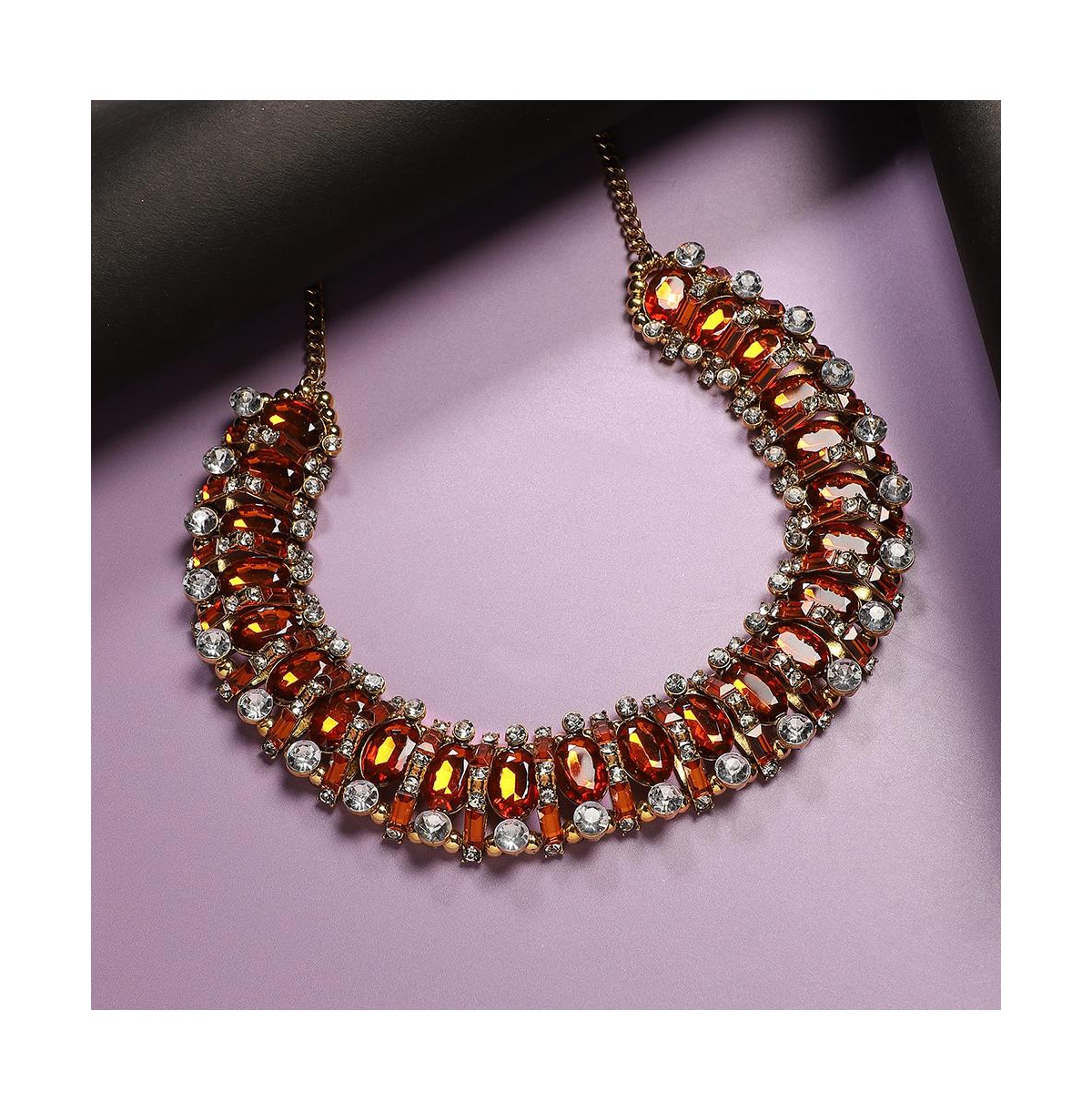 Sohi Party Statement Necklace In Orange