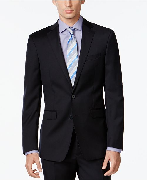 Calvin Klein Navy Solid Slim X Fit Suit - Suits & Tuxedos - Men - Macy's