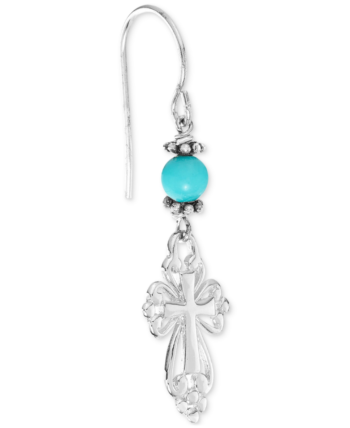 Macy's Stone Bead & Arrow Linear Drop Earrings In Sterling Silver In Turquoise