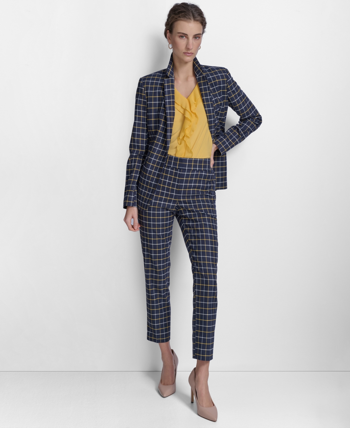 Tommy Hilfiger Women's Slim Fit Checked Blazer In Midnight Multi