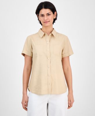 Nautica Jeans - Women's Linen-Blend Camp Shirt