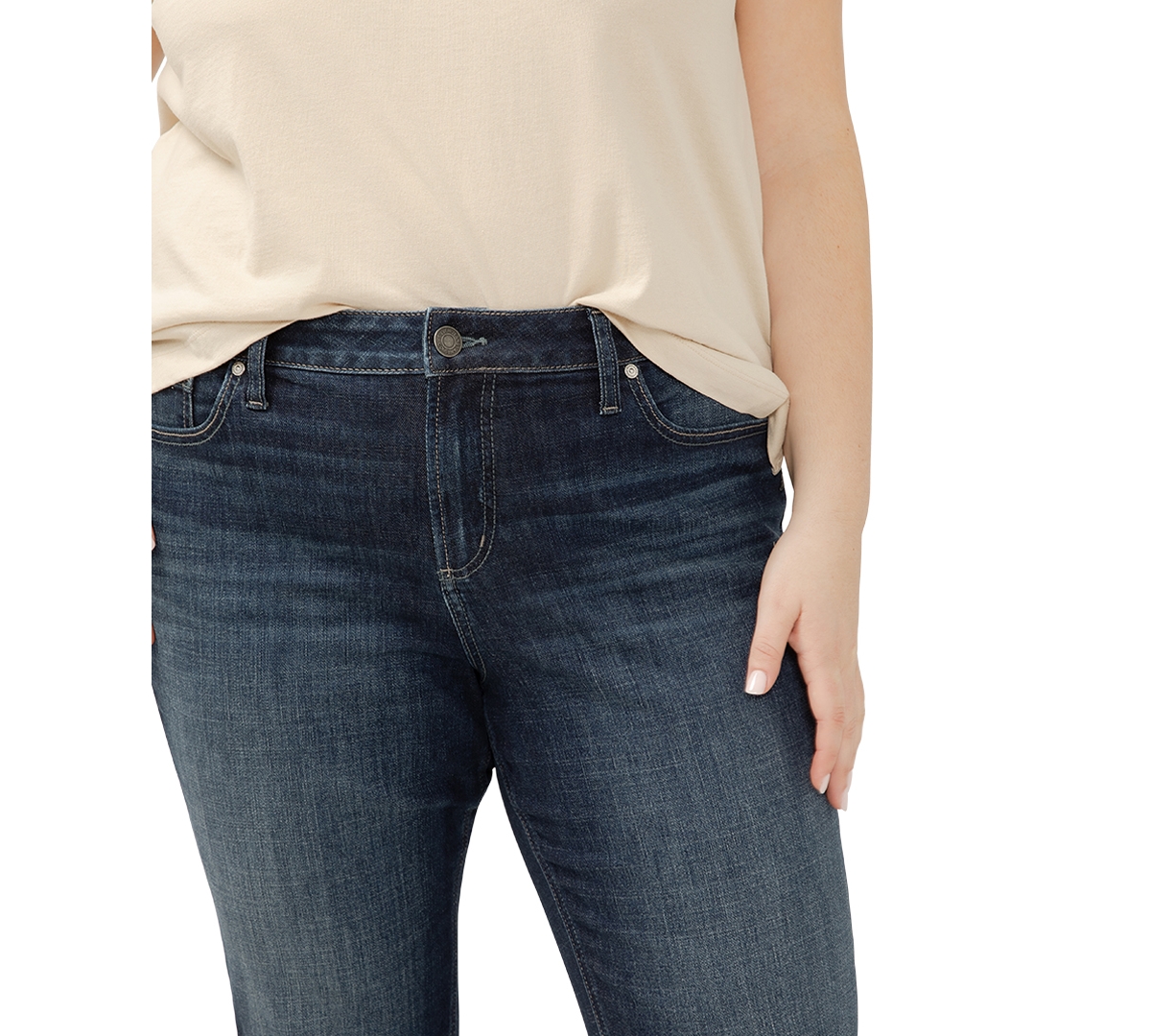 Silver Jeans Co. Plus Size Elyse Rolled-cuff Cropped Denim Jeans In Indigo