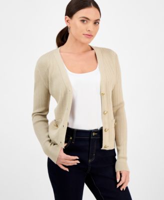 I.N.C. International Concepts - Petite Button-Front V-Neck Cardigan