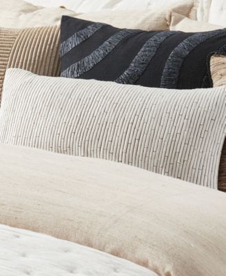 Embroidered Block Decorative Pillow, 11" x 22"