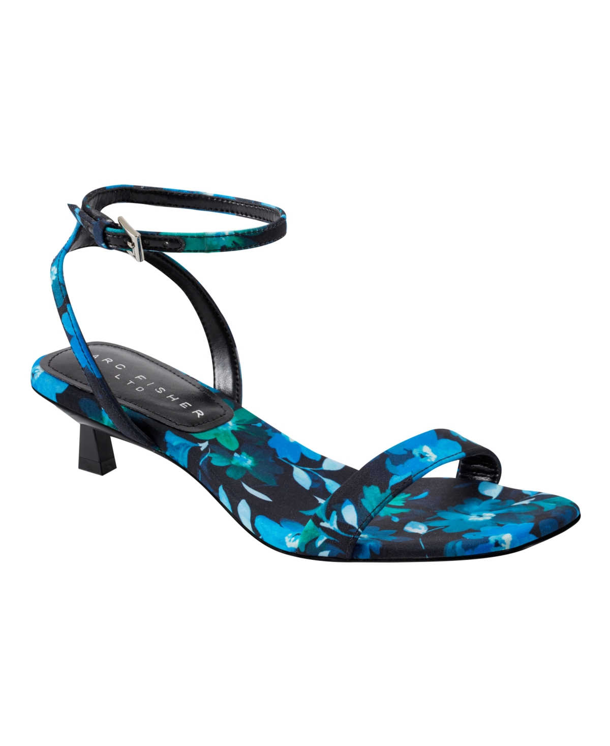 Marc Fisher Ltd Alona Ankle Strap Kitten Heel Sandal In Blue Flower Print