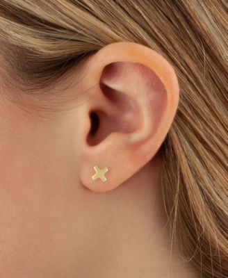 X & O Stud Earrings Set in 14k Yellow Gold (8mm)