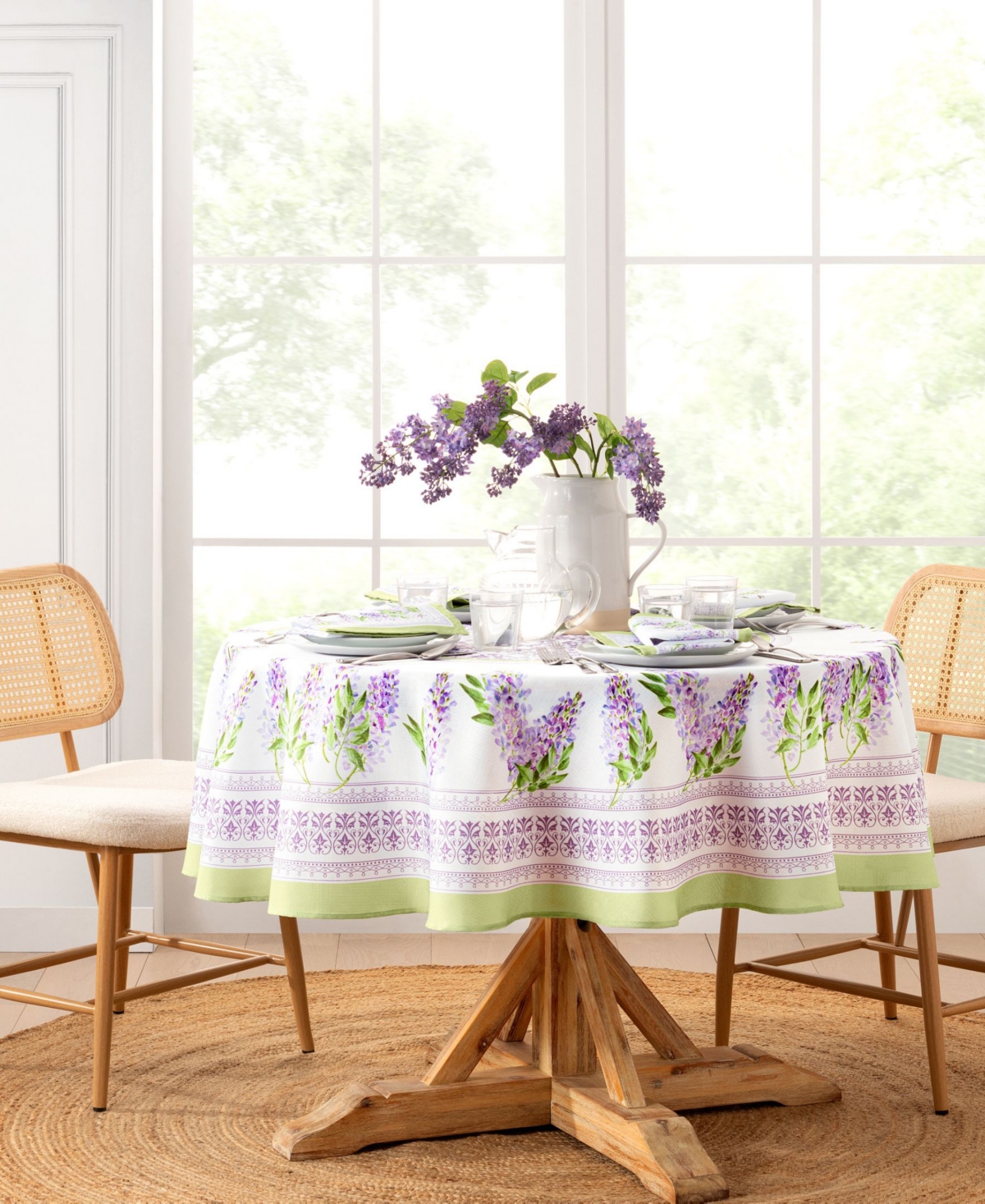 Elrene Lilac Garden Floral Round Tablecloth, 70" X 70" In Multi