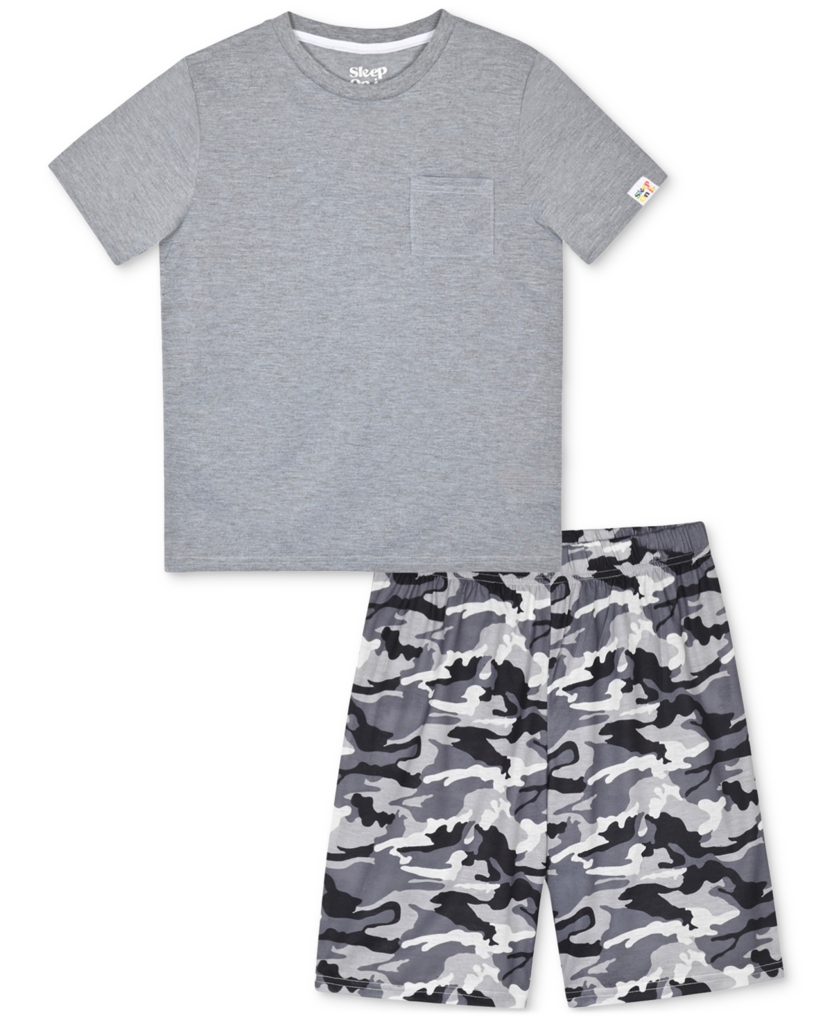 Max & Olivia Big Boys Camo-print Shorts Pajama Set In Gray