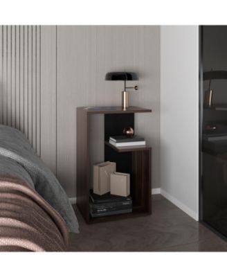 Stebbins Side Table, 2 Shelves, Dark Oak