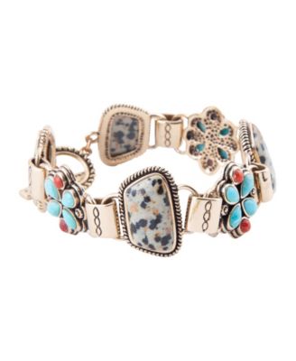 Legacy Blue Turquoise and Dalmatian Jasper Golden Link Bracelet