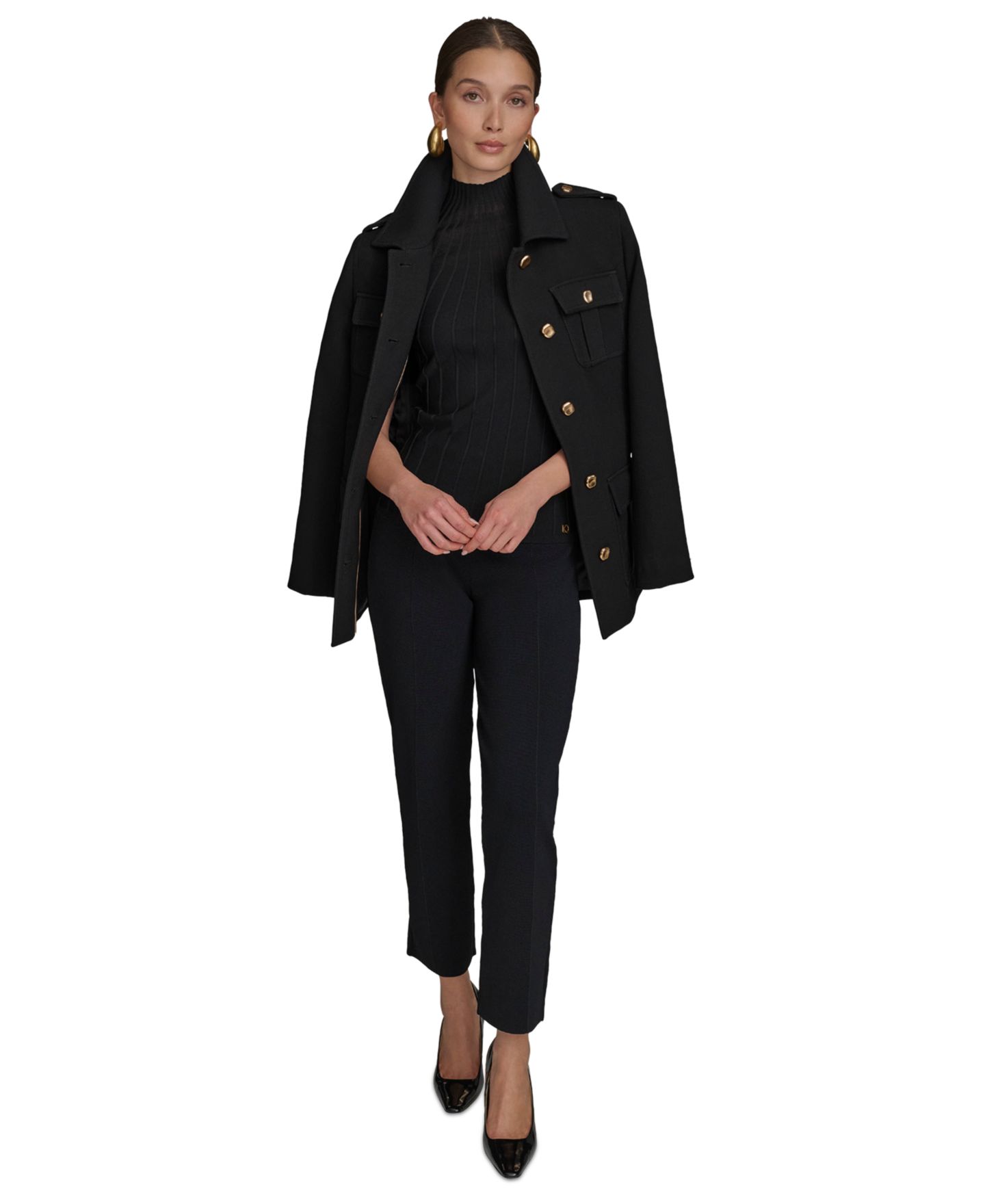 Женская куртка Donna Karan New York Belted Crepe, цвет: Чёрный — фото 2