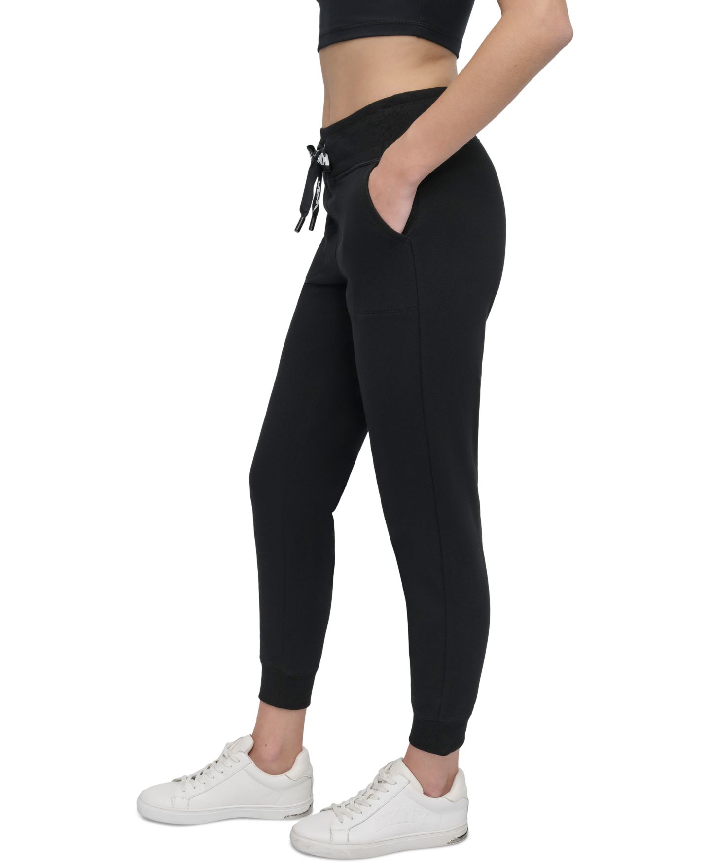 Женские брюки DKNY Sport Logo-Drawstring High-Rise, цвет: Чёрный — фото 2
