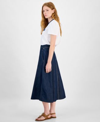 Tommy Hilfiger Women's Denim Midi Circle Skirt - Macy's