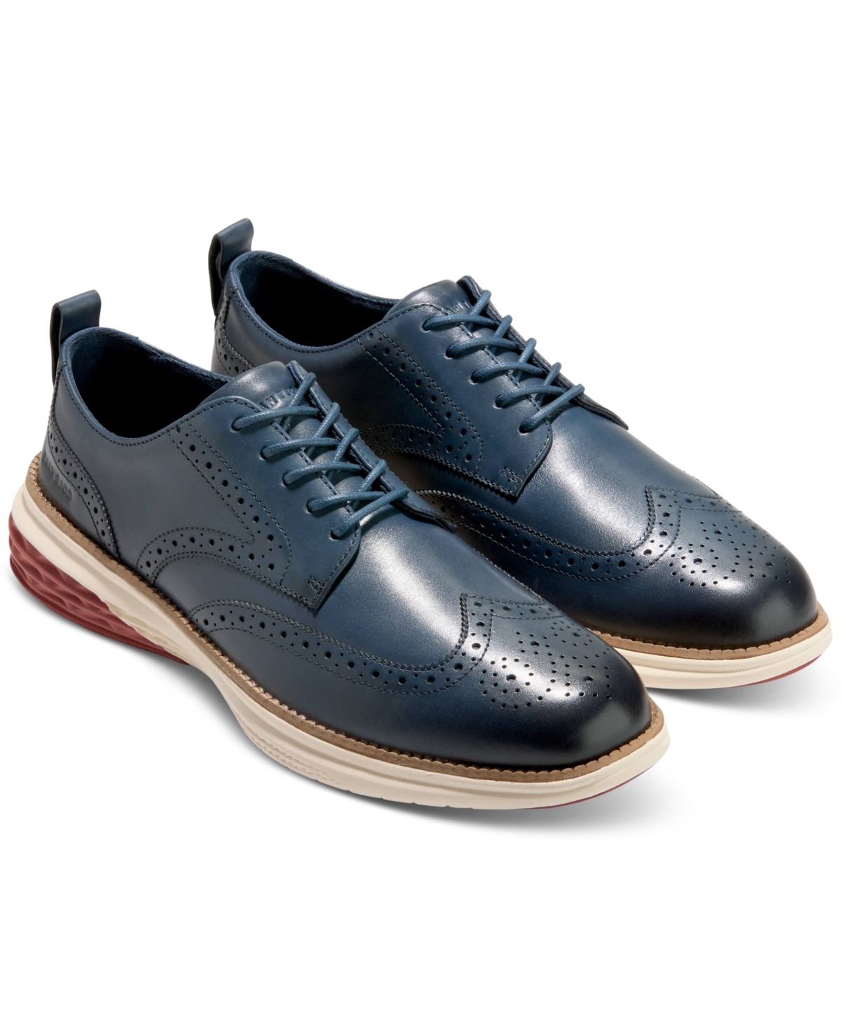 Cole Haan Men's Grand Hurrion Wingtip Oxford Dress Shoe In Big Dipper-picante-ivory