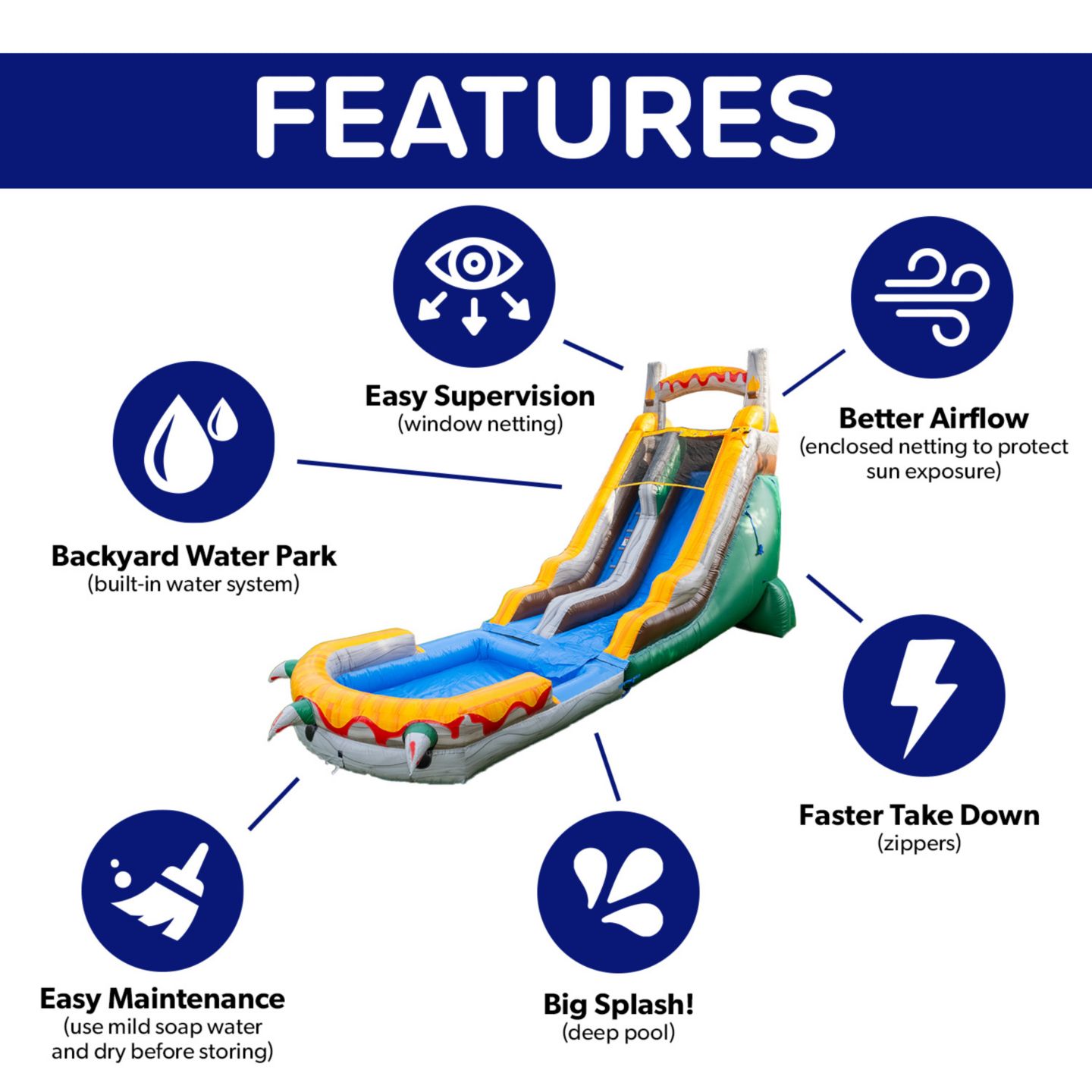 Детская игрушка HERO Kiddo T-Rex 18' Water Slide with Detachable Pool & Air Blower — фото 5