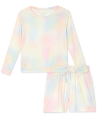 Max & Olivia - Big Girls Tie-Dye 2-Pc. Shorts Pajama Set