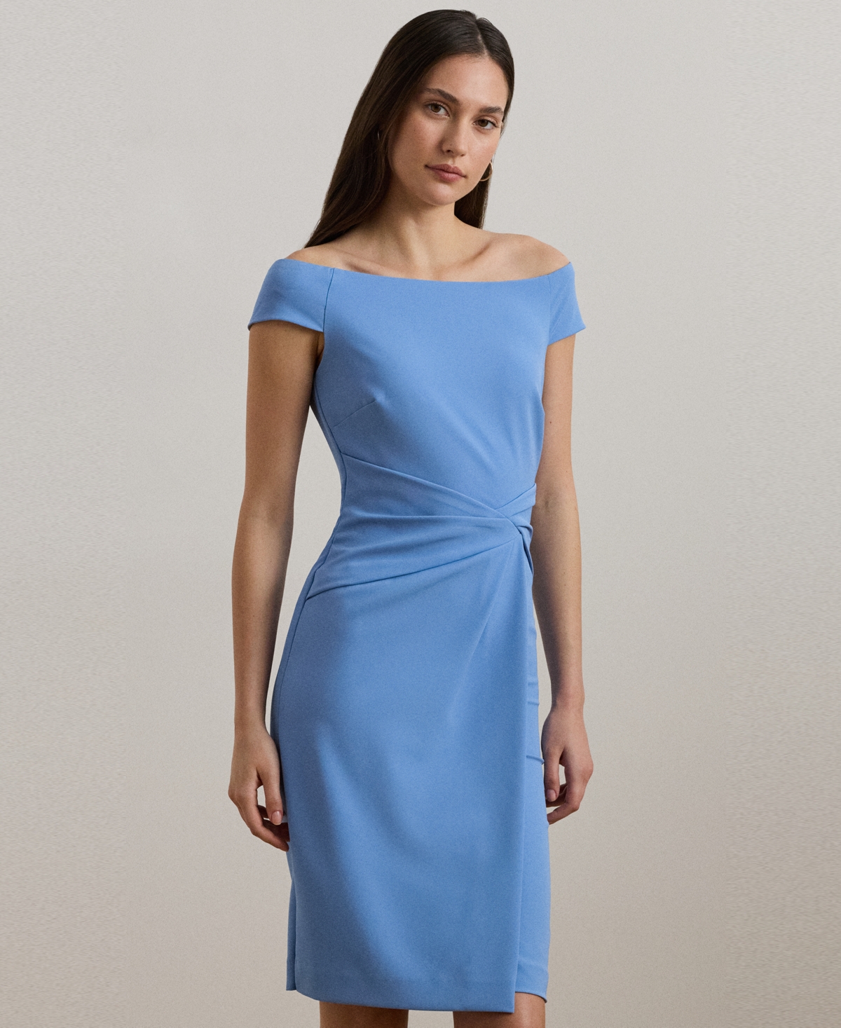 Ralph Lauren Women's Crepe Off-the-shoulder Cocktail Dress In Sky Blue