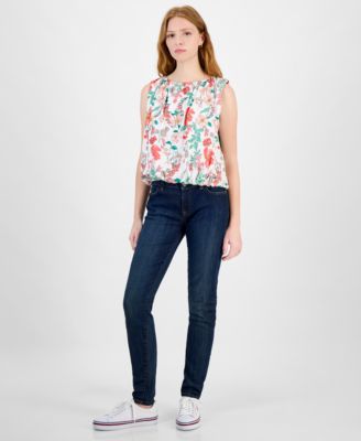 売れ筋商品|||トミー ヒルフィガー カットソー トップス レディース Women's Floral Sleeveless Bubble-Hem Top Ivory Multi Tommy Hilfiger Women's Floral Sleeveless Bubble-Hem Top - Macy's