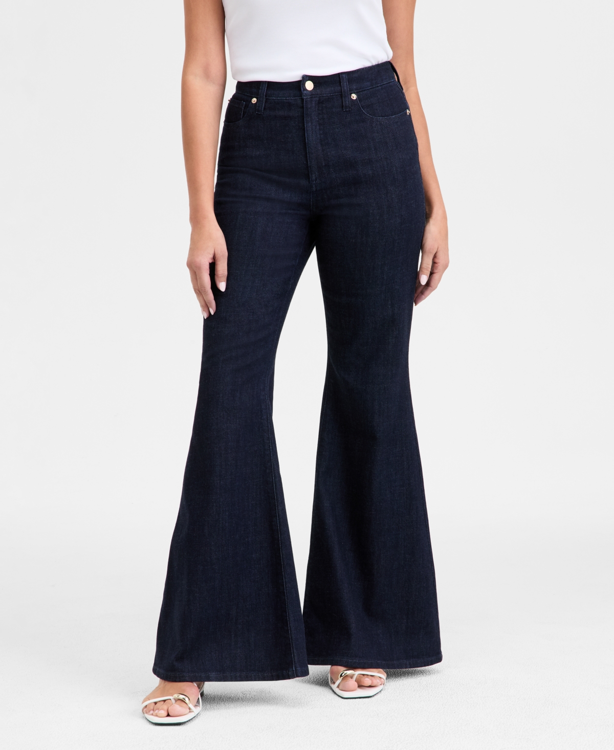 Inc International Concepts Women's Super Flared-leg Jeans, Exclusively At Macy's In Dk Indigo