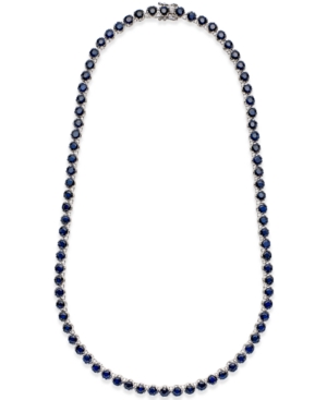 image of Black Sapphire Collar Necklace (25 ct. t.w.) in Sterling Silver, Created for Macy-s
