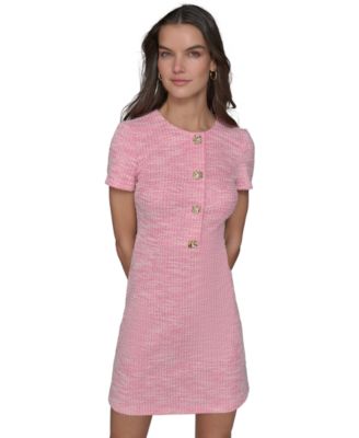 Women's Tweed Crewneck Short-Sleeve Sheath Dress