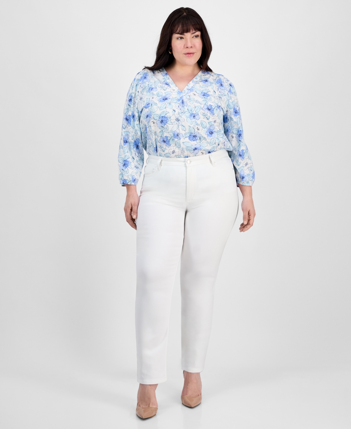 Jones New York Plus Size Lexington Straight-Leg Jeans - Soft White