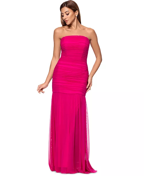 women's ruched strapless gown