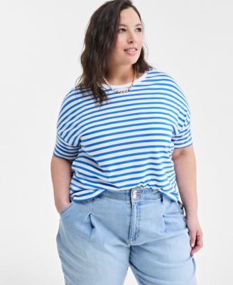 On 34th - Trendy Plus Size Striped Easy T-Shirt