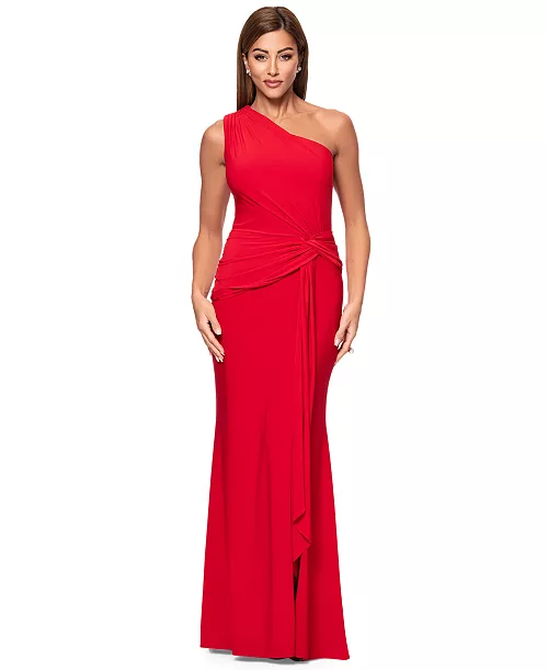 women's twist-front one-shoulder gown