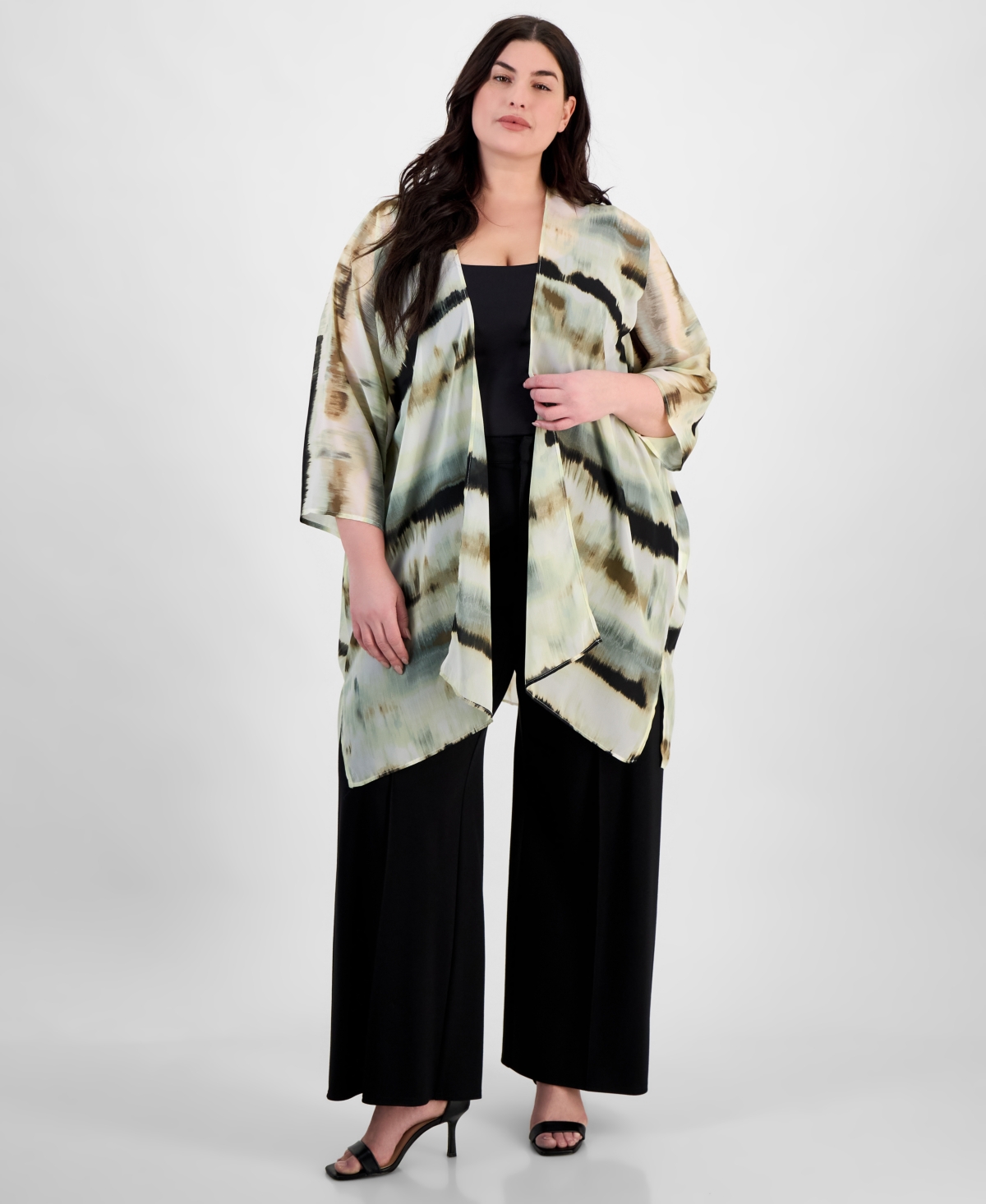 ANNE KLEIN PLUS SIZE CHIFFON KIMONO 