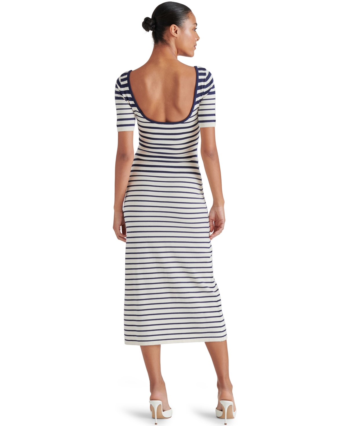 Steve Madden Selah Stripe Knit Midi Dress In Ivory Stripe