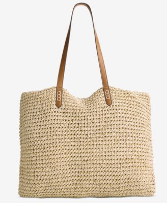 Extra-Large Printed Straw Floral Tote, Exclusively at Macy's  