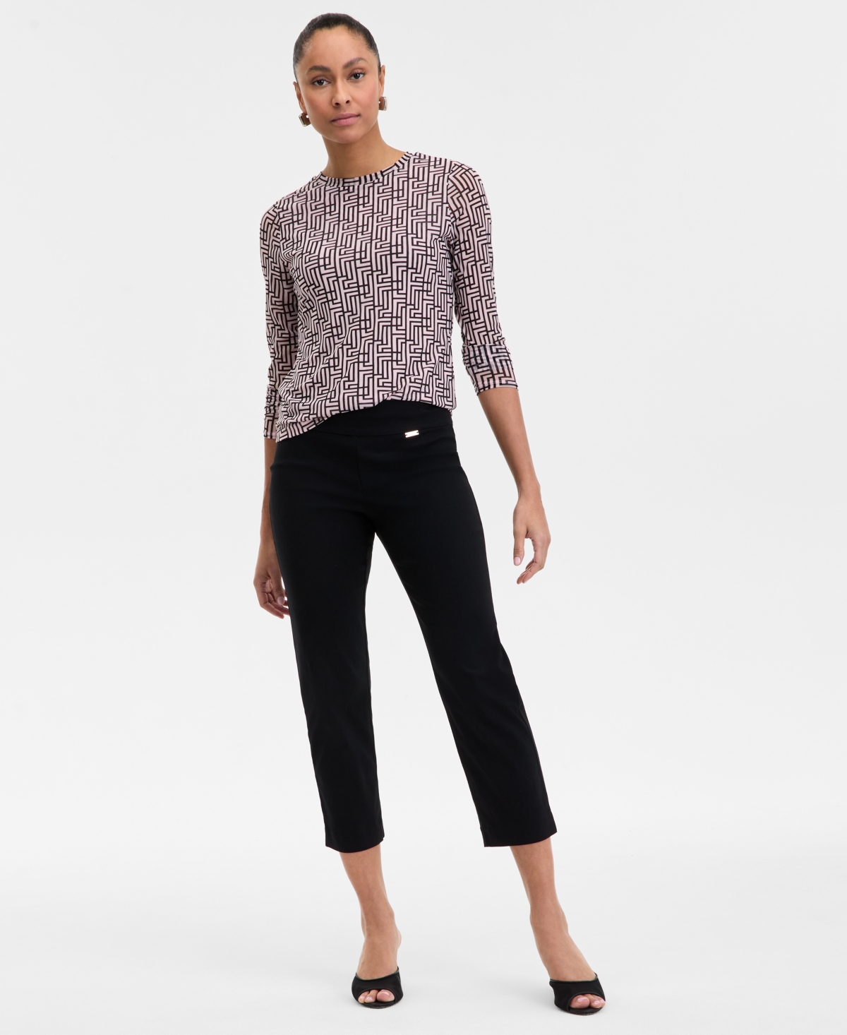 Inc International Concepts Women's Cropped Pull-on Pants, Exclusively At Macy's In Deep Black