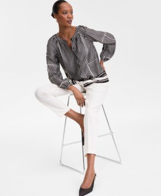 I.N.C. International Concepts Women's Geo-Print Split-Neck Blouse, Exclusively at Macy's
